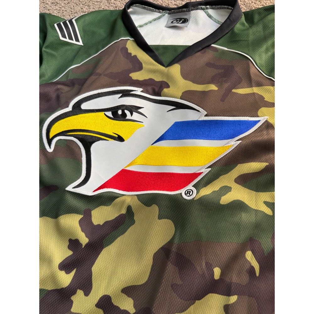 OT Sport Colorado Eagles AHL Hockey Jersey Camo Green Mens XL Made in USA
